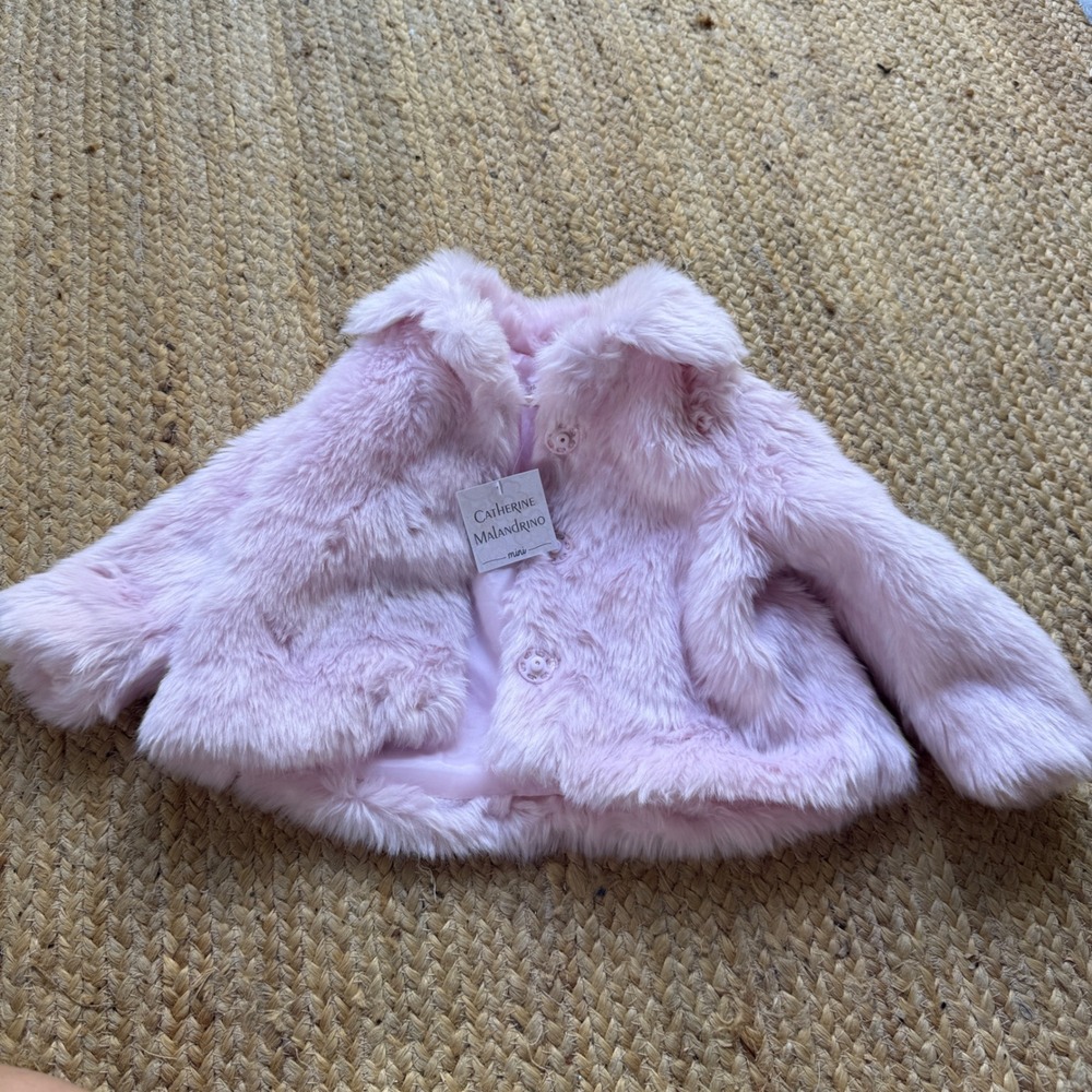 Catherine Malandrino Mini Baby Girl Pink Faux Fur Jacket Coat 18M brand new Posh